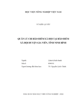 Luận văn thạc sĩ quản lý chi bảo hiểm xã hội tại bảo hiểm xã hội huyện gia viễn tỉnh ninh bình