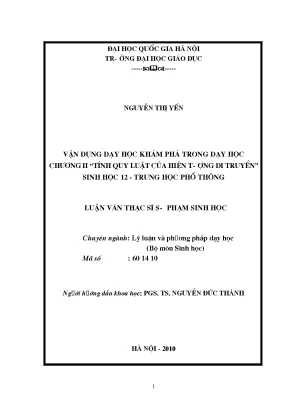 Luận văn thạc sĩ vận dụng dạy học khám phá trong dạy học chương ii tính quy luật của hiện tượng di truyền sinh học 12 trung học phổ thông