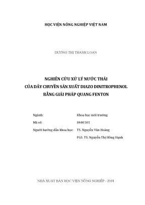Luận văn thạc sĩ nghiên cứu xử lý nước thải của dây chuyền sản xuất diazo dinitrophenol bằng giải pháp quang fenton