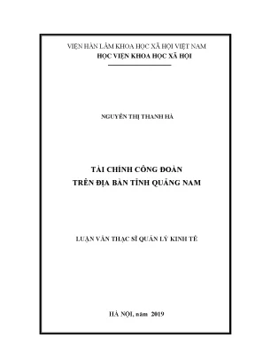 Luận văn thạc sĩ tài chính công đoàn trên địa bàn tỉnh quảng nam