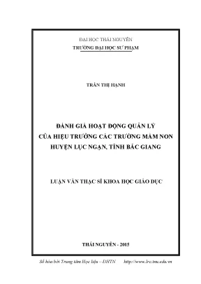 Luận văn thạc sĩ đánh giá hoạt động quản lý của hiệu trưởng các trường mầm non huyện lục ngạn tỉnh bắc giang