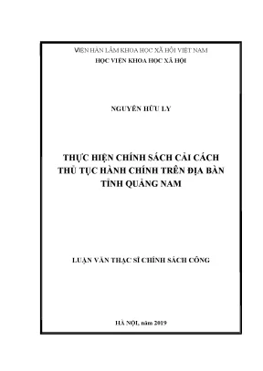 Luận văn thạc sĩ thực hiện chính sách cải cách thủ tục hành chính trên địa bàn tỉnh quảng nam