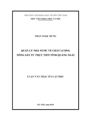 Luận văn thạc sĩ quản lý nhà nước về chất lượng nông sản từ thực tiễn tỉnh quảng ngãi