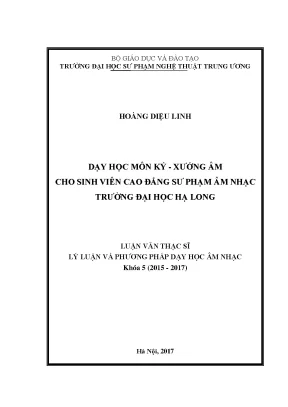 Luận văn thạc sĩ dạy học môn kýxướng âm cho sinh viên cao đẳng sư phạm âm nhạc trường đại học hạ long