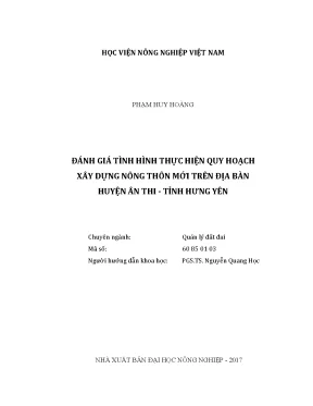 Luận văn thạc sĩ đánh giá tình hình thực hiện quy hoạch xây dựng nông thôn mới trên địa bàn huyện ân thi tỉnh hưng yên