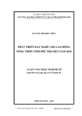 Luận văn thạc sĩ phát triển dạy nghề cho lao động nông thôn tỉnh phú thọ đến năm 2020