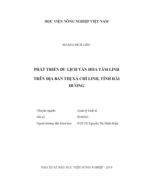 Luận văn thạc sĩ phát triển du lịch văn hóa tâm linh trên địa bàn thị xã chí linh tỉnh hải dương
