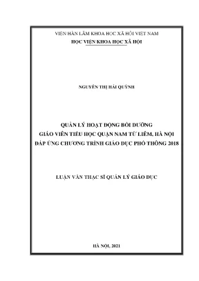 Luận văn thạc sĩ quản lý hoạt động bồi dưỡng giáo viên tiểu học quận nam từ liêm hà nội đáp ứng chương trình giáo dục phổ thông 2018