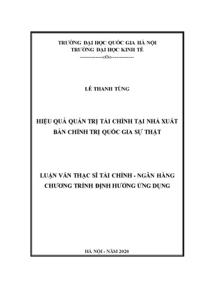Luận văn thạc sĩ hiệu quả quản trị tài chính tại nhà xuất bản chính trị quốc gia sự thật