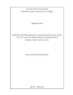 Luận văn thạc sĩ kiểm kê tình hình phân bố và đánh giá công tác quản lý các loài côn trùng ngoại lai ở hai huyện mỹ đức và sóc sơn hà nội