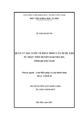 Luận văn thạc sĩ quản lý nhà nước về phát triển cây dược liệu từ thực tiễn huyện nam trà my tỉnh quảng nam