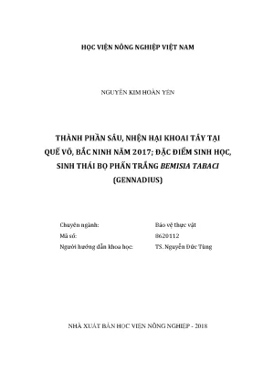 Luận văn thạc sĩ thành phần sâu nhện hại khoai tây tại quế võ bắc ninh 2017 đặc điểm sinh học sinh thái bọ phấn trắng bemisia tabaci gennadius