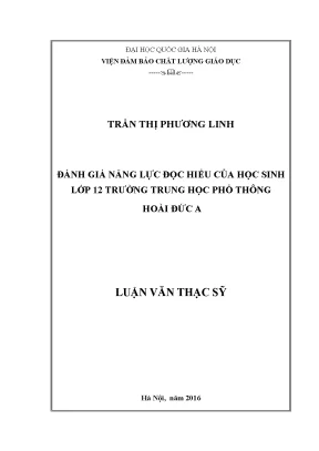 Đánh giá năng lực đọc hiểu của học sinh lớp 12 trường trung học phổ thông hoài đức a