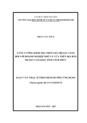 Luận văn thạc sĩ tăng cường kiểm tra thuế giá trị gia tăng đối với các doanh nghiệp nhỏ và vừa trên địa bàn huyện tam đảo tỉnh vĩnh phúc
