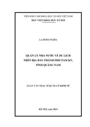Luận văn thạc sĩ quản lý nhà nước về du lịch trên địa bàn thành phố tam kỳ tỉnh quảng nam