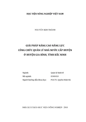 Luận văn thạc sĩ giải pháp nâng cao năng lực công chức quản lý nhà nước cấp huyện ở huyện gia bình tỉnh bắc ninh