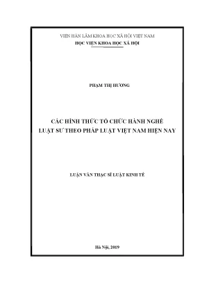 Luận văn thạc sĩ các hình thức tổ chức hành nghề luật sư theo pháp luật việt nam hiện nay