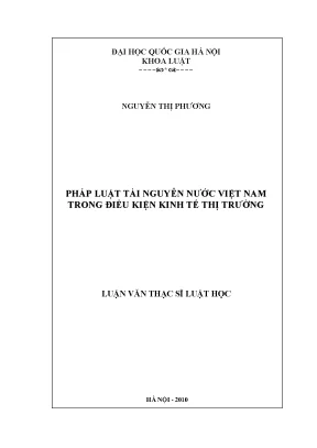 Luận văn thạc sĩ pháp luật tài nguyên nước việt nam trong điều kiện kinh tế thị trường