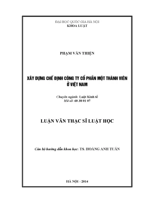 Luận văn thạc sĩ xây dựng chế định công ty cổ phần một thành viên ở việt nam 07