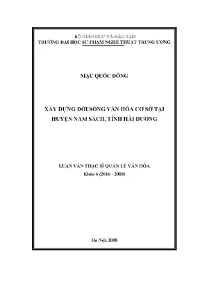 Luận văn thạc sĩ xây dựng đời sống văn hóa cơ sở tại huyện nam sách tỉnh hải dương