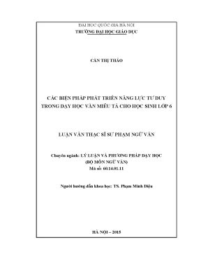 Luận văn thạc sĩ các biện pháp phát triển năng lực tư duy trong dạy học văn miêu tả cho học sinh lớp 6