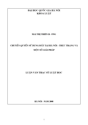 Luận văn thạc sĩ chuyển quyền sử dụng đất tại hà nội thực trạng và một số giải pháp
