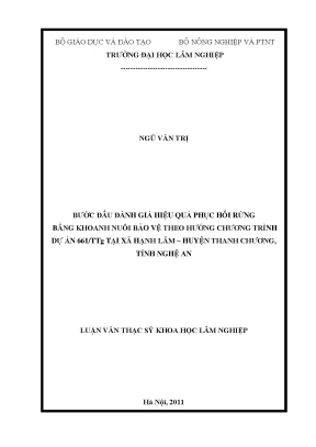 Luận văn thạc sĩ bước đầu đánh giá hiệu quả phục hồi rừng bằng khoanh nuôi bảo vệ theo chương trình dự án 661 ttg tại xã hạnh lâm huyện thanh chương tỉnh nghệ an