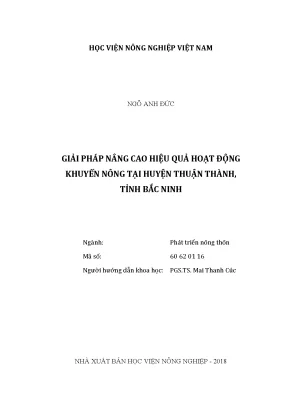 Luận văn thạc sĩ giải pháp nâng cao hiệu quả hoạt động khuyến nông tại huyện thuận thành tỉnh bắc ninh