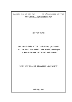 Luận văn thạc sĩ đặc điểm phân bố và tình trạng quần thể của các loài thú móng guốc chẵn artiodactyla tại khu bảo tồn thiên nhiên pù luông