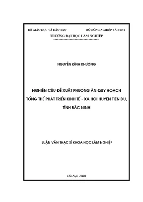 Luận văn thạc sĩ nghiên cứu đề xuất phương án quy hoạch tổng thể phát triển kinh tế xã hội huyện tiên du tỉnh bắc ninh