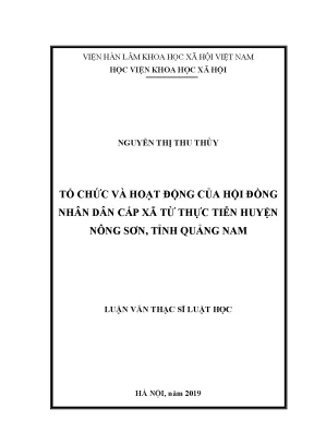 Luận văn thạc sĩ tổ chức và hoạt động của hội đồng nhân dân cấp xã từ thực tiễn ở huyện nông sơn tỉnh quảng nam