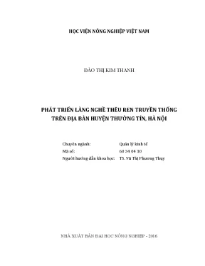 Luận văn thạc sĩ phát triển làng nghề thêu ren truyền thống trên địa bàn huyện thường tín hà nội