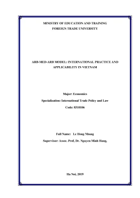 Luận văn thạc sĩ arbitration med arb model international practice and applicability in viet nam