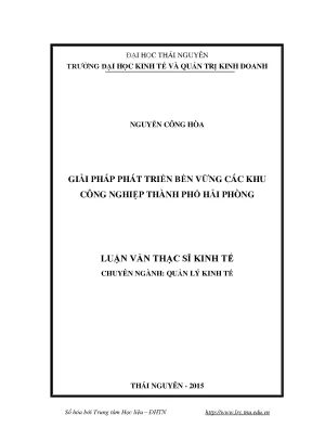 Luận văn thạc sĩ giải pháp phát triển bền vững các khu công nghiệp thành phố hải phòng