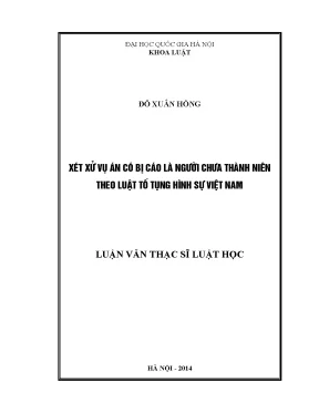 Luận văn thạc sĩ xét xử vụ án có bị cáo là người chưa thành niên theo luật tố tụng hình sự việt nam