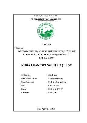 Luận văn thạc sĩ đánh giá thực trạng phát triển của nông trại tổng hợp mường tè ở xã vàng san huyện mường tè tỉnh lai châu