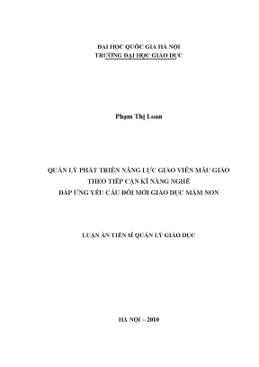 Luận văn thạc sĩ quản lý phát triển năng lực giáo viên mẫu giáo theo tiếp cận kĩ năng nghề đáp ứng theo yêu cầu đổi mới giáo dục mầm non