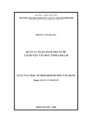 Luận văn thạc sĩ quản lý ngân sách nhà nước tại huyện văn bàn tỉnh lào cai