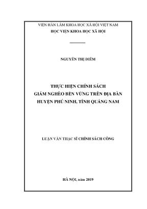 Luận văn thạc sĩ thực hiện chính sách giảm nghèo bền vững trên địa bàn huyện phú ninh tỉnh quảng nam