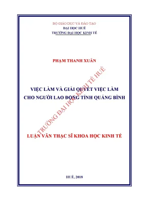 Luận văn thạc sĩ việc làm và giải quyết việc làm cho người lao động ở tỉnh quảng bình