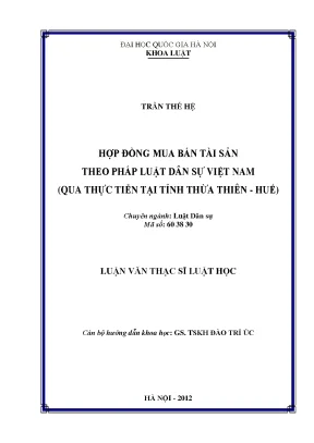 Luận văn thạc sĩ hợp đồng mua bán tài sản theo pháp luật dân sự việt nam qua thực tiễn tại tỉnh thừa thiên huế