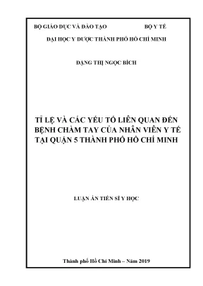 Luận án tiến sĩ tỉ lệ và các yếu tố liên quan đến bệnh chàm tay của nhân viên y tế tại quận 5 thành phố hồ chí minh