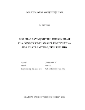 Luận văn thạc sĩ giải pháp đẩy mạnh tiêu thụ sản phẩm của công ty cổ phần supe phốt phát và hóa chất lâm thao tỉnh phú thọ