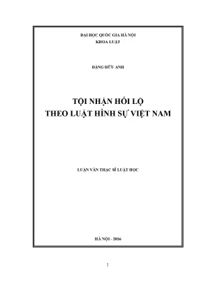 Luận văn thạc sĩ tội nhận hối lộ theo luật hình sự việt nam