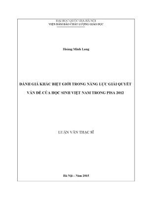 Đánh giá khác biệt giới trong năng lực giải quyết vấn đề của học sinh việt nam trong pisa 2012