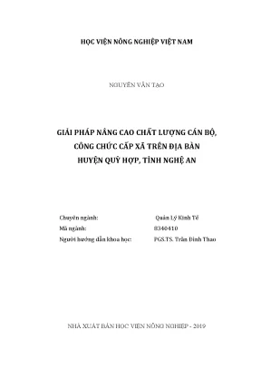 Luận văn thạc sĩ giải pháp nâng cao chất lượng cán bộ công chức cấp xã trên địa bàn huyện quỳ hợp tỉnh nghệ an