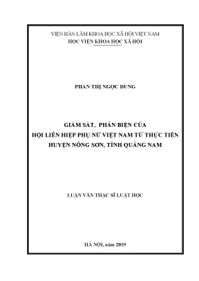 Luận văn thạc sĩ giám sát phản biện của hội liên hiệp phụ nữ việt nam từ thực tiễn huyện nông sơn tỉnh quảng nam