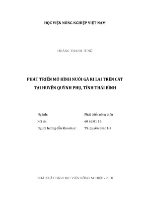 Luận văn thạc sĩ phát triển mô hình nuôi gà ri lai trên cát tại huyện quỳnh phụ tỉnh thái bình