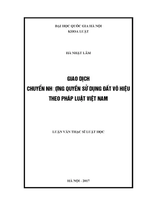 Luận văn thạc sĩ giao dịch chuyển nhượng quyền sử dụng đất vô hiệu theo pháp luật việt nam
