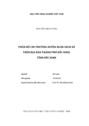 Luận văn thạc sĩ phân bố chi thường xuyên ngân sách xã trên địa bàn thành phố bắc ninh tỉnh bắc ninh